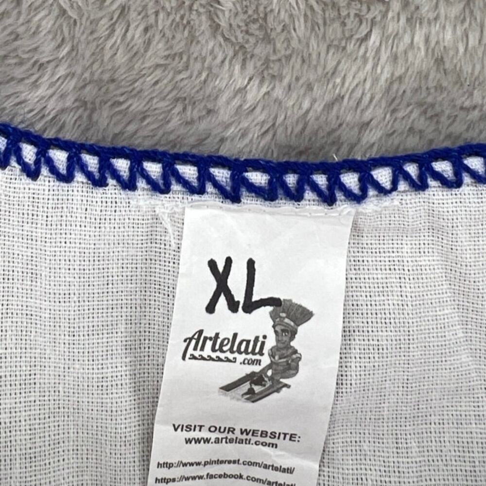 Artelati Mexican Embroidered Huipil Blouse XL White Floral Boho Cotton Top - Picture 4 of 6